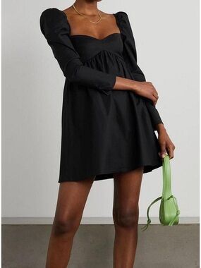 NWT Reformation Black Puff-Sleeve Mini Dress